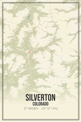 Retro US city map of Silverton, Colorado. Vintage street map.