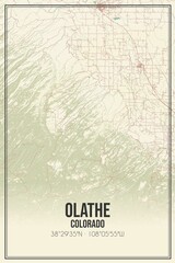 Retro US city map of Olathe, Colorado. Vintage street map.