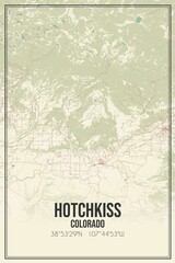 Retro US city map of Hotchkiss, Colorado. Vintage street map.