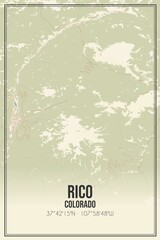 Retro US city map of Rico, Colorado. Vintage street map.