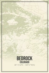 Retro US city map of Bedrock, Colorado. Vintage street map.