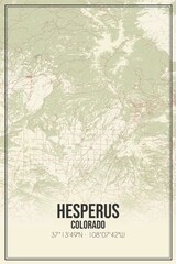Retro US city map of Hesperus, Colorado. Vintage street map.
