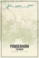 Retro US city map of Powderhorn, Colorado. Vintage street map.