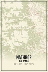 Retro US city map of Nathrop, Colorado. Vintage street map.