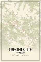 Retro US city map of Crested Butte, Colorado. Vintage street map.