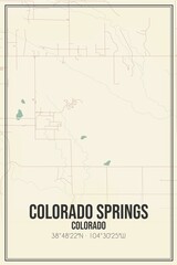 Retro US city map of Colorado Springs, Colorado. Vintage street map.