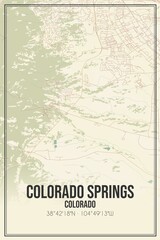 Fototapeta premium Retro US city map of Colorado Springs, Colorado. Vintage street map.