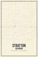 Retro US city map of Stratton, Colorado. Vintage street map.