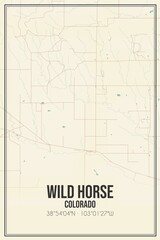 Retro US city map of Wild Horse, Colorado. Vintage street map.