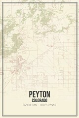 Retro US city map of Peyton, Colorado. Vintage street map.