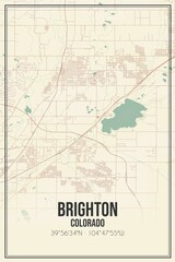 Retro US city map of Brighton, Colorado. Vintage street map.