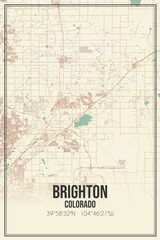 Retro US city map of Brighton, Colorado. Vintage street map.