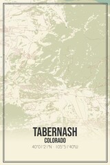 Retro US city map of Tabernash, Colorado. Vintage street map.