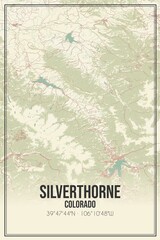 Retro US city map of Silverthorne, Colorado. Vintage street map.