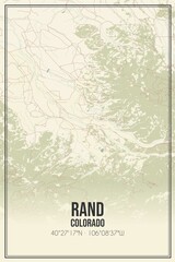 Retro US city map of Rand, Colorado. Vintage street map.