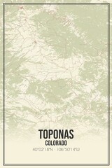 Retro US city map of Toponas, Colorado. Vintage street map.