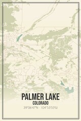 Retro US city map of Palmer Lake, Colorado. Vintage street map.