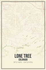 Retro US city map of Lone Tree, Colorado. Vintage street map.