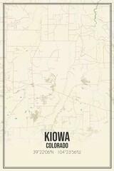 Retro US city map of Kiowa, Colorado. Vintage street map.