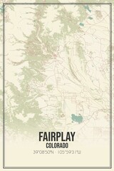 Retro US city map of Fairplay, Colorado. Vintage street map.