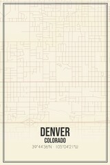 Retro US city map of Denver, Colorado. Vintage street map.