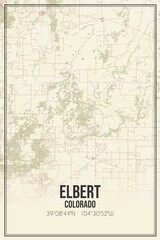 Retro US city map of Elbert, Colorado. Vintage street map.