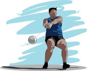 hammer thrower athlete with power to throw