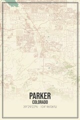Fototapeta premium Retro US city map of Parker, Colorado. Vintage street map.