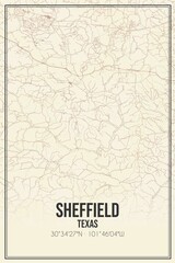 Obraz premium Retro US city map of Sheffield, Texas. Vintage street map.