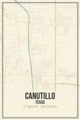 Retro US city map of Canutillo, Texas. Vintage street map.