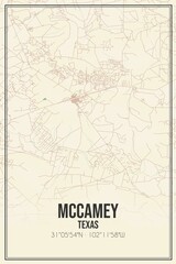 Retro US city map of McCamey, Texas. Vintage street map.