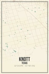 Retro US city map of Knott, Texas. Vintage street map.