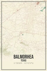Retro US city map of Balmorhea, Texas. Vintage street map.