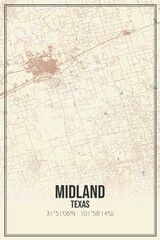 Retro US city map of Midland, Texas. Vintage street map.