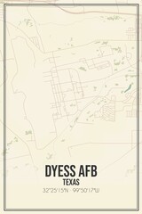 Retro US city map of Dyess Afb, Texas. Vintage street map.