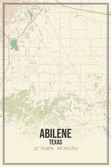 Obraz premium Retro US city map of Abilene, Texas. Vintage street map.
