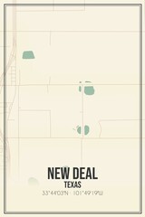 Retro US city map of New Deal, Texas. Vintage street map.