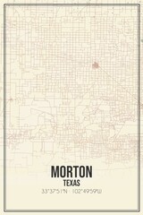 Retro US city map of Morton, Texas. Vintage street map.
