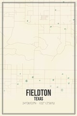Retro US city map of Fieldton, Texas. Vintage street map.