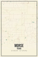 Retro US city map of Morse, Texas. Vintage street map.