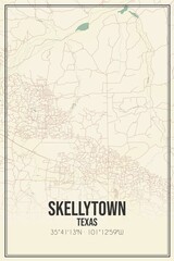 Retro US city map of Skellytown, Texas. Vintage street map.