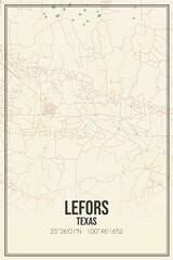 Retro US city map of Lefors, Texas. Vintage street map.