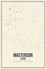 Retro US city map of Masterson, Texas. Vintage street map.