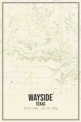 Retro US city map of Wayside, Texas. Vintage street map.