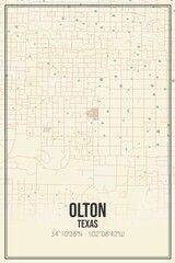 Retro US city map of Olton, Texas. Vintage street map.