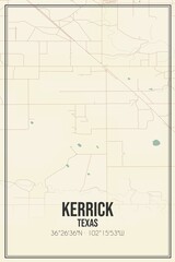 Retro US city map of Kerrick, Texas. Vintage street map.