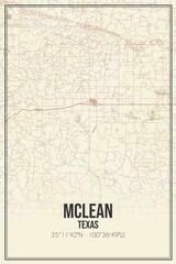 Retro US city map of Mclean, Texas. Vintage street map.