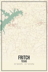 Retro US city map of Fritch, Texas. Vintage street map.