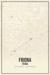 Retro US city map of Friona, Texas. Vintage street map.