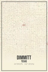 Fototapeta premium Retro US city map of Dimmitt, Texas. Vintage street map.